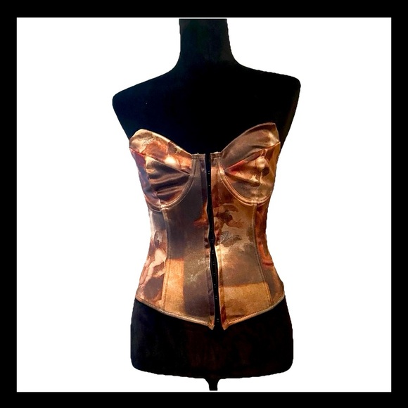 Shein SXY Graphic Print Criss Cross Push Up Tube Top/Corset M NWT - Picture 2 of 8